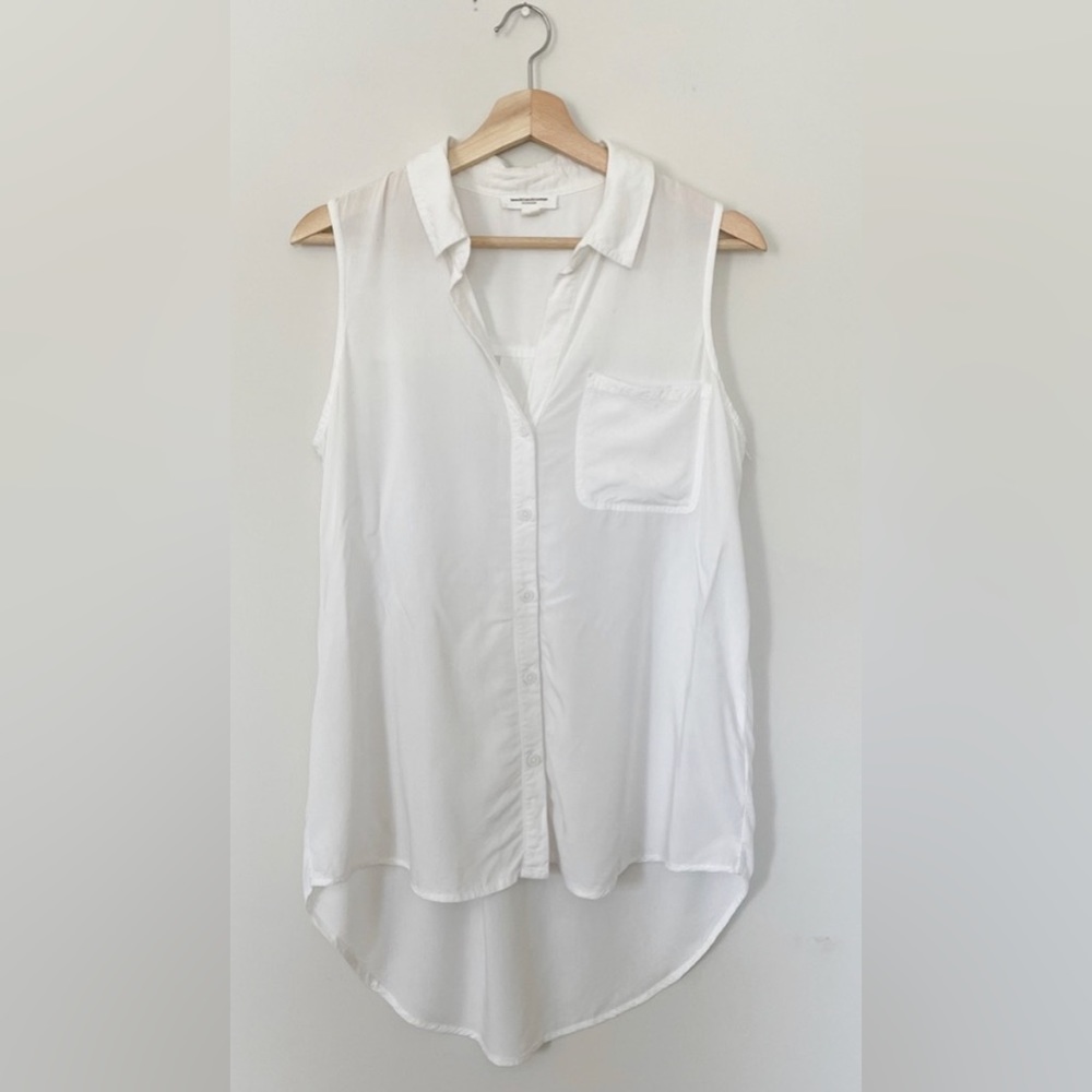 BeachLunchLounge • White Button Down Blouse Tank